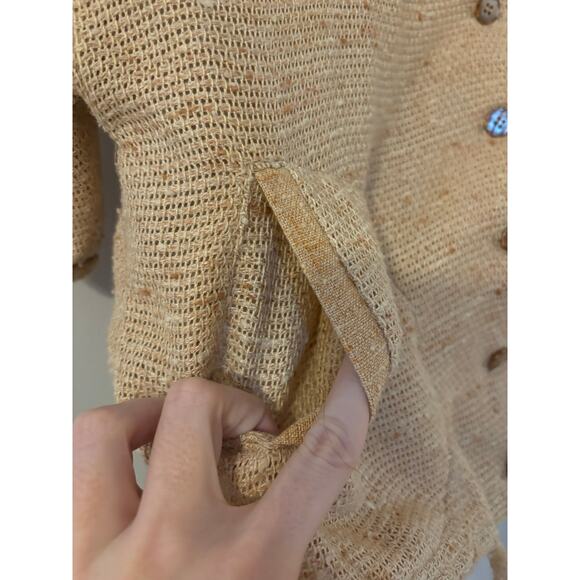 Vintage Tan Beige Nan Scott Tweed Button Up Shirt Best Fits Small - Picture 5 of 5